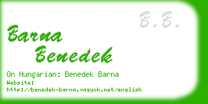 barna benedek business card
